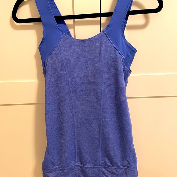 Lululemon Run For Your Life Tank Layered Built in Bra royal blue/purple Sz 4 - Picture 4 of 8